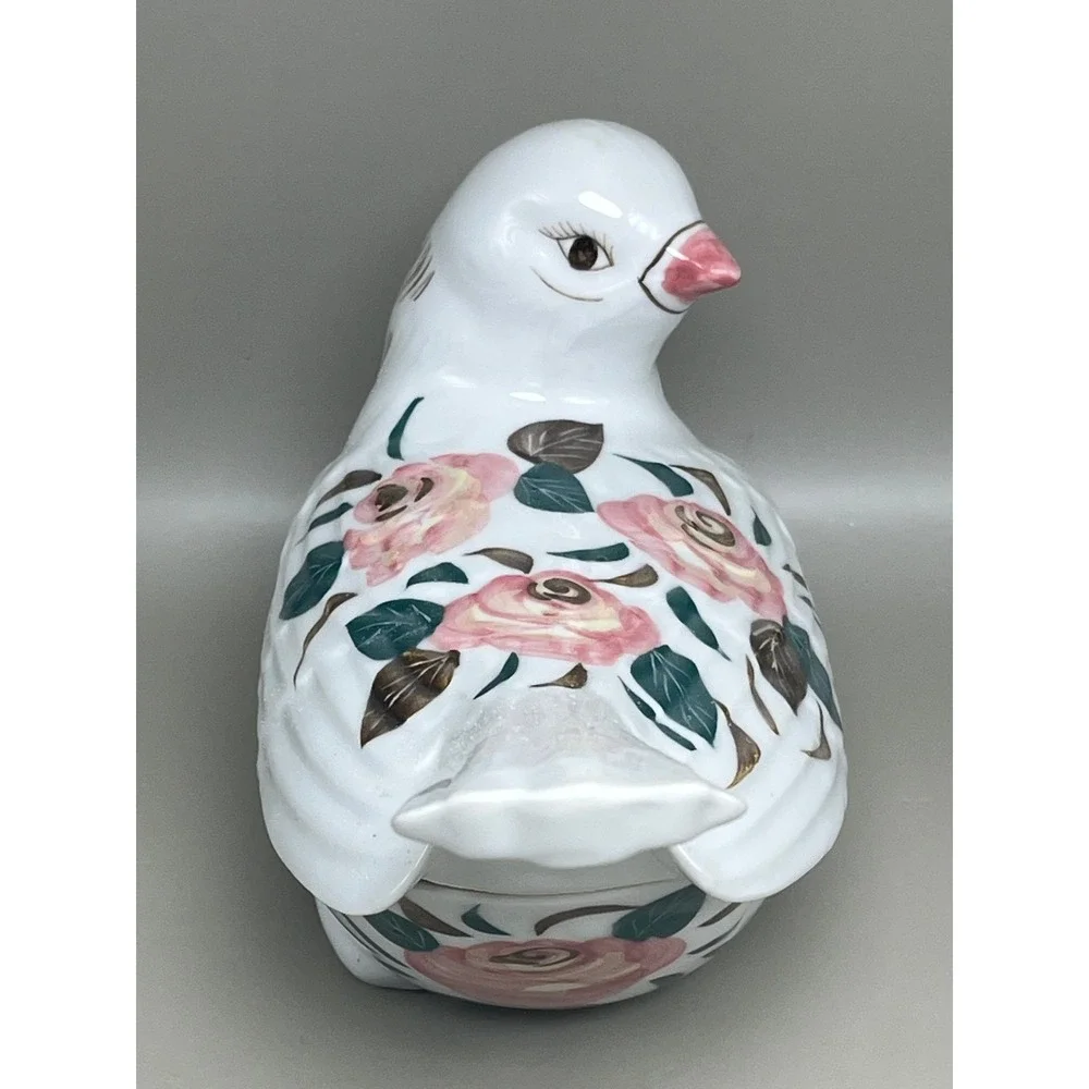 Vtg Porcelain Bird Trinket‎ Dish Figurine Decor 6.25